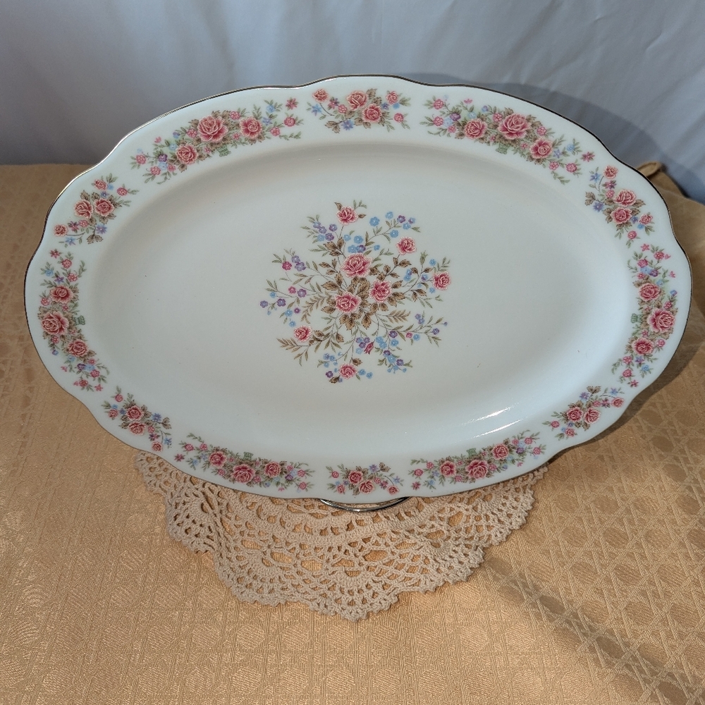Floral Oval Serving Platter By Remington
